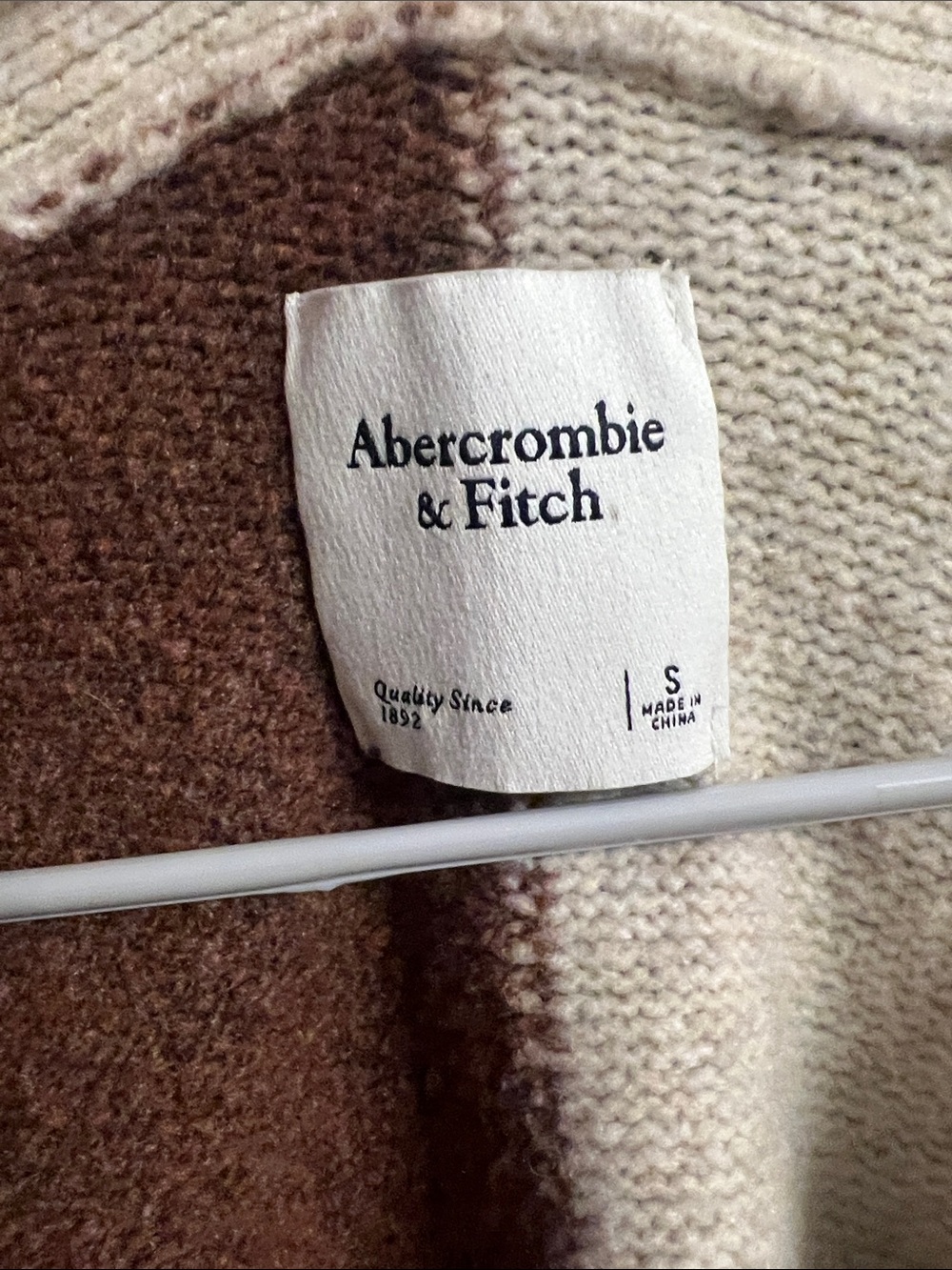 Abercrombie & Fitch Two-Tone Cardigan Sweater - Cream & Brown - Picture 2 of 3